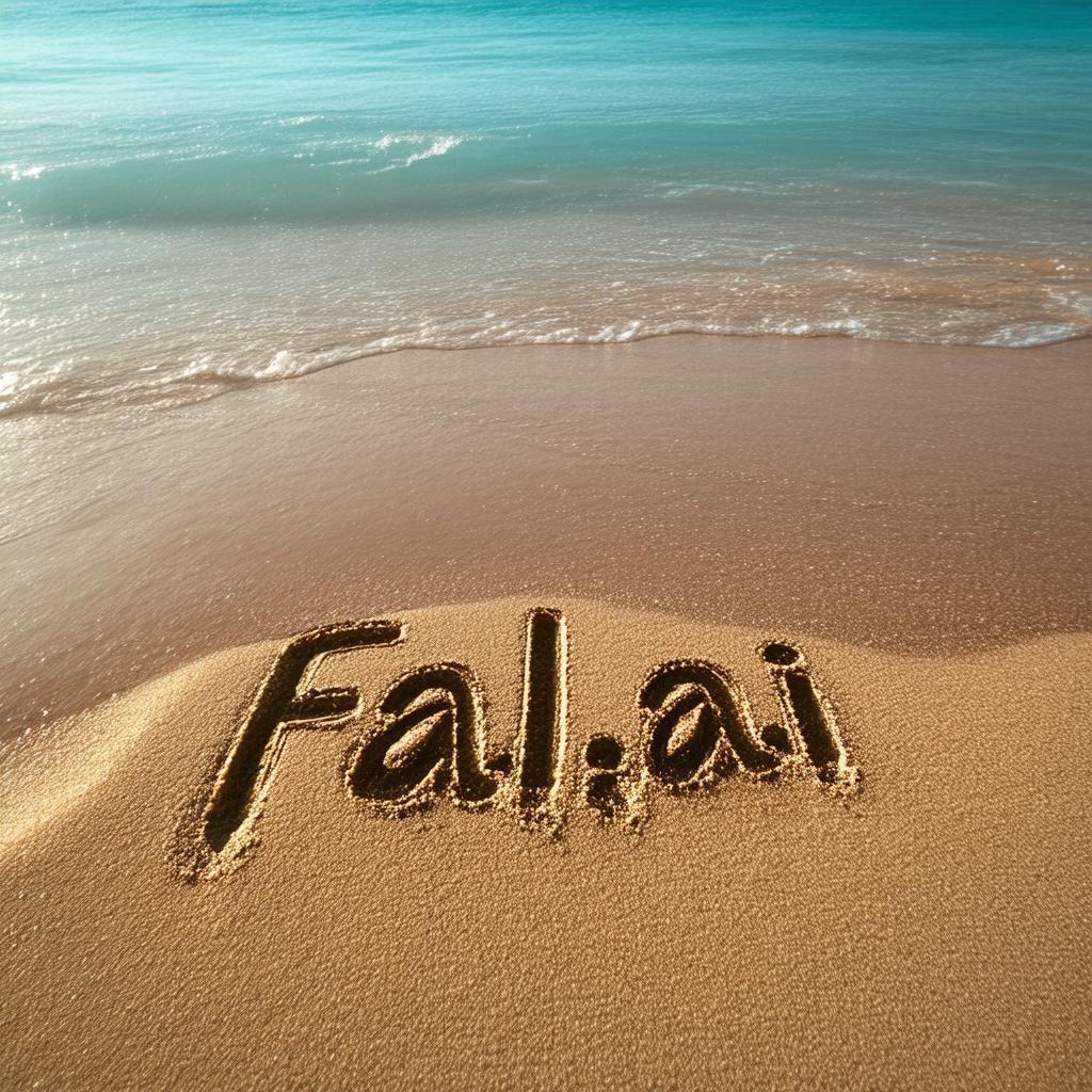 Fal AI Written in Golden Beach Sand