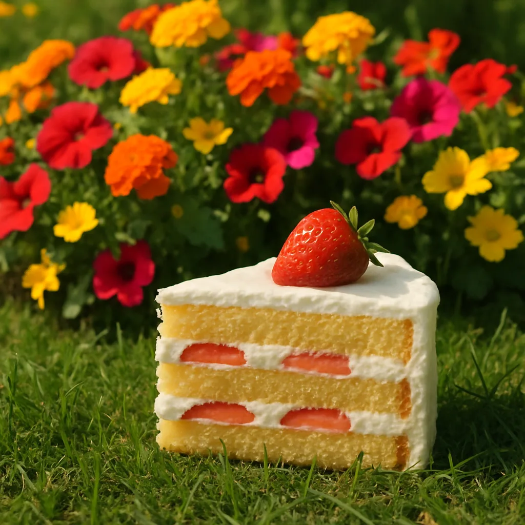 Piece of Cake Lying on the Grassy Ground