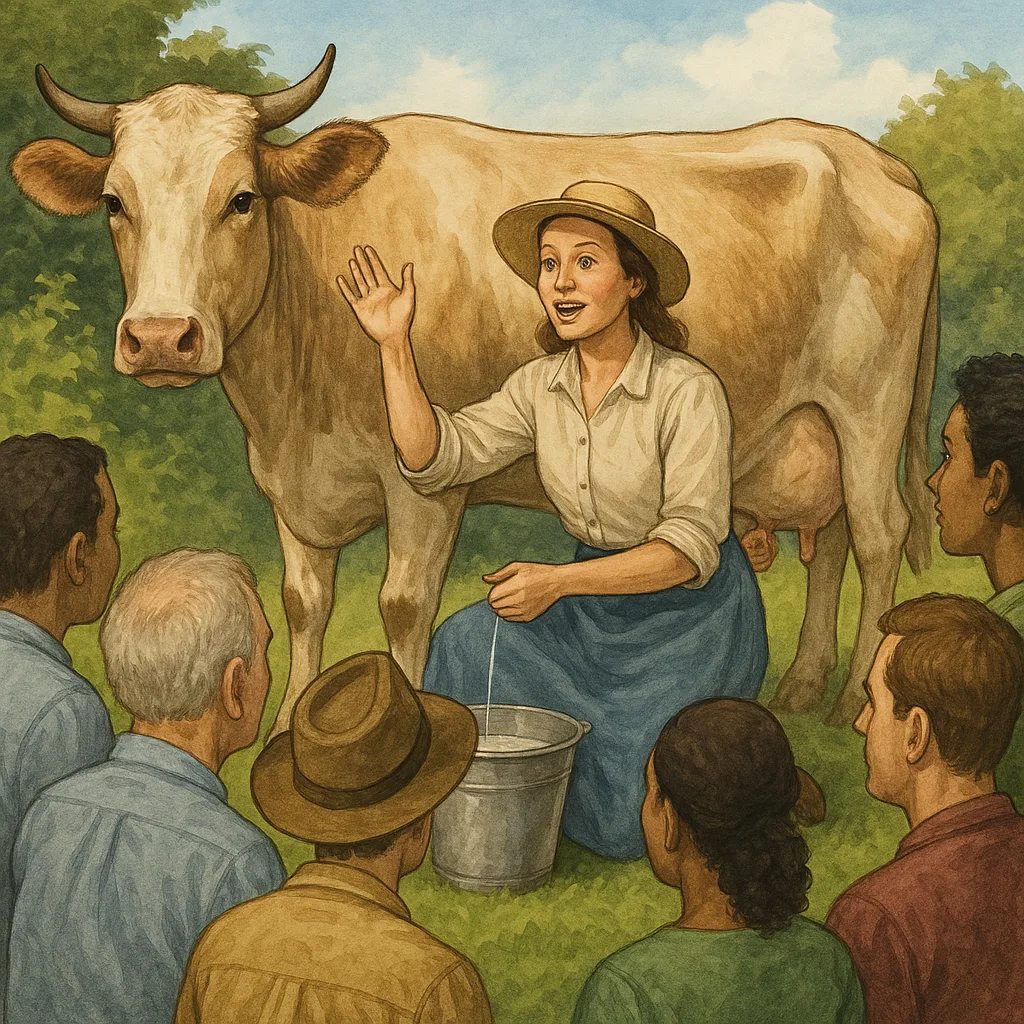 Audience Watches as a Woman Shows Them the Process