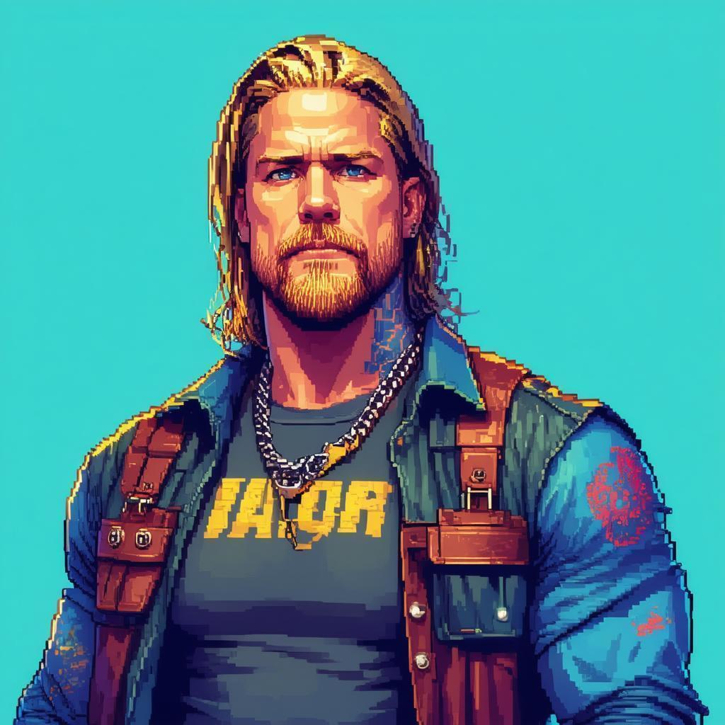 Jax Teller Pixel Portrait in 8 Bit