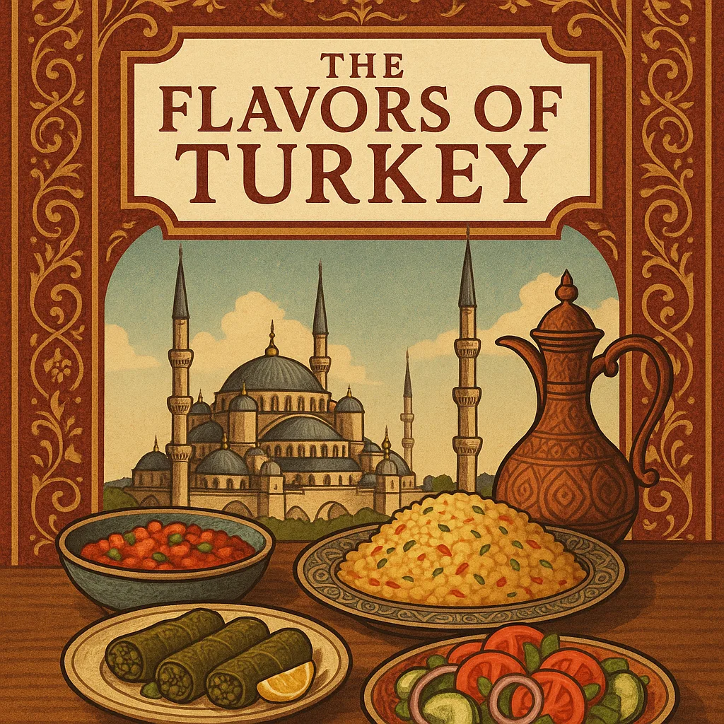 Culinary-themed Book Cover with Ornate Patterns