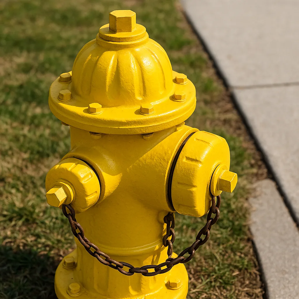 Vivid Yellow Fire Hydrant Positioned Close to a Sidewalk