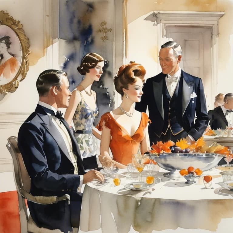 Elegant Autumn Party Attendees Artwork