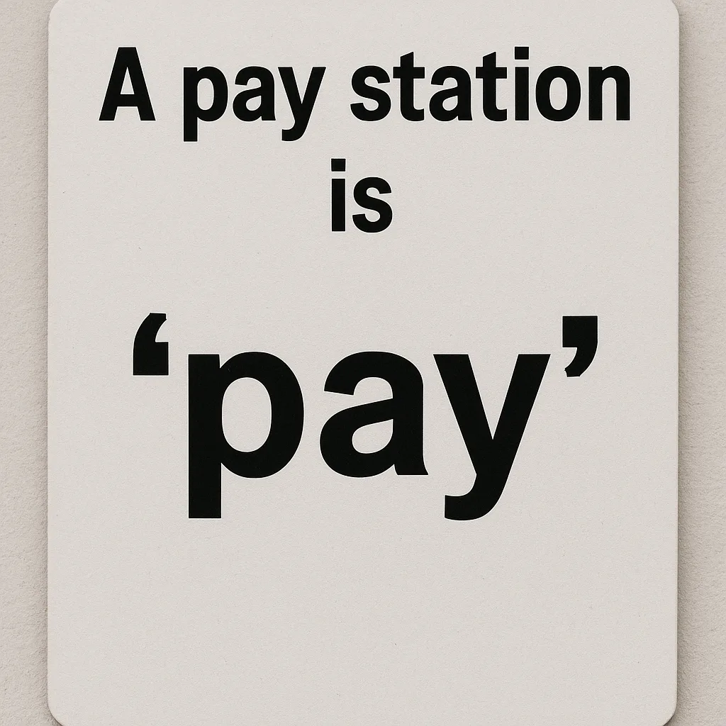 Single-word Sentence Related to Pay Station