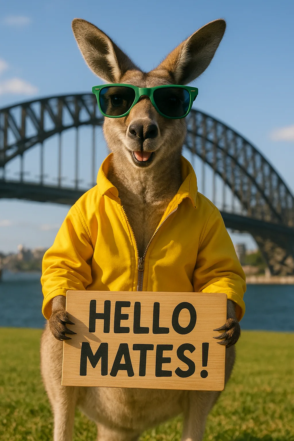 Lively Portrait Photo Captures a Kangaroo Wearing a Vibrant