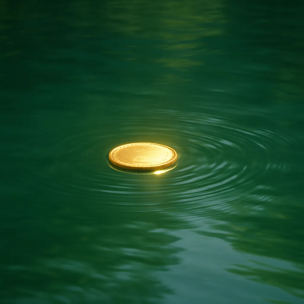 Solitary Golden Coin Shines Brightly