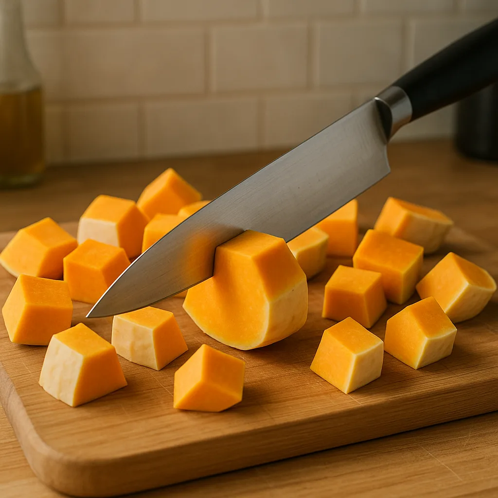 Knife Slicing Through Chunks