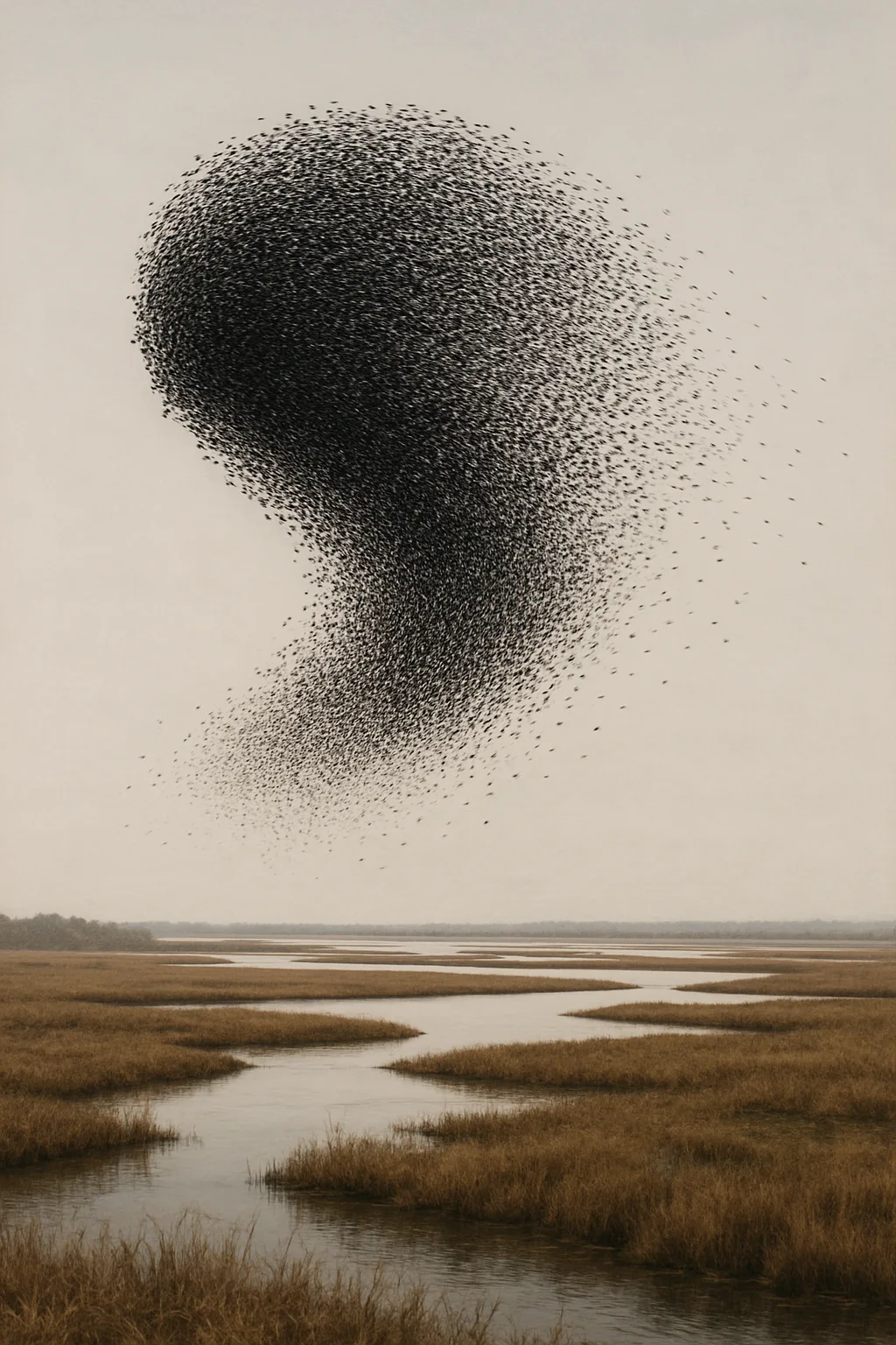 Vast Flock of Migratory Birds Wheels and Turns