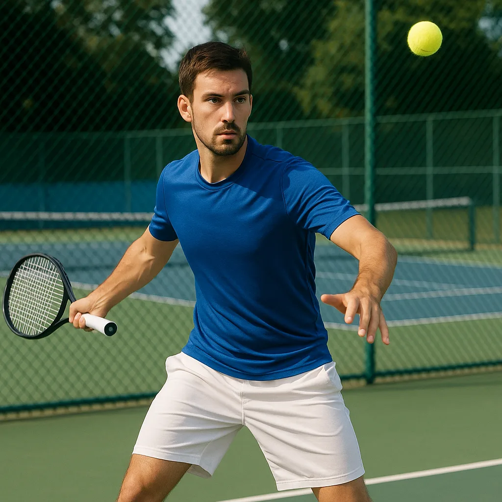 Tennis Player in a Blue Shirt