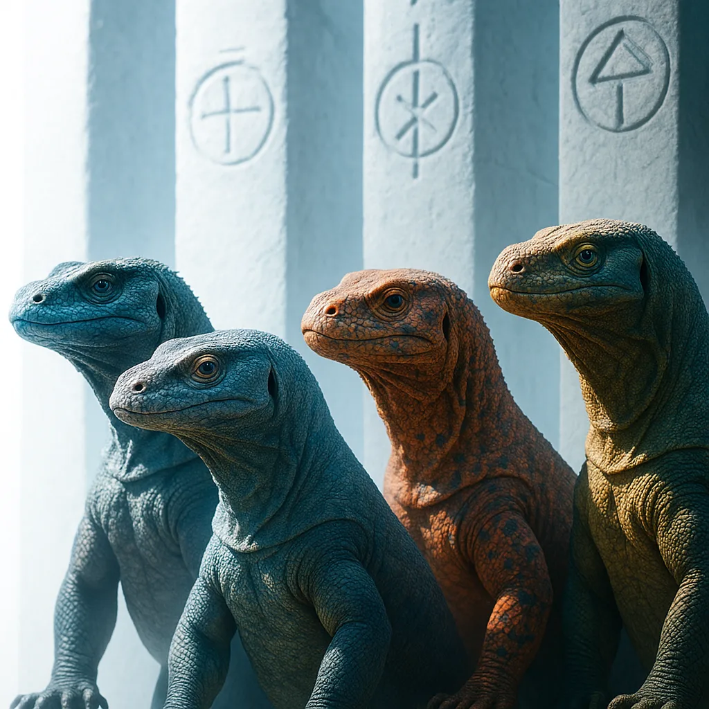 Four Diverse Komodo Dragons