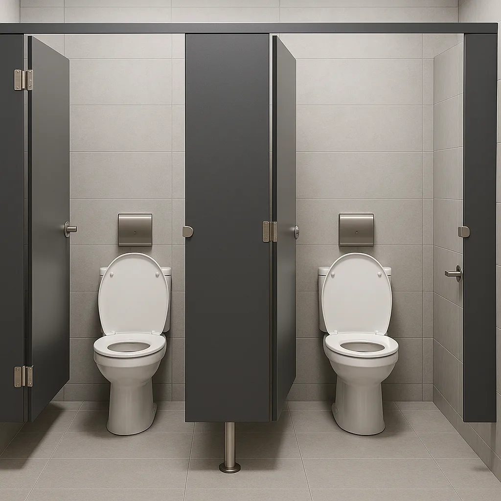 Two Contemporary Bathroom Stalls