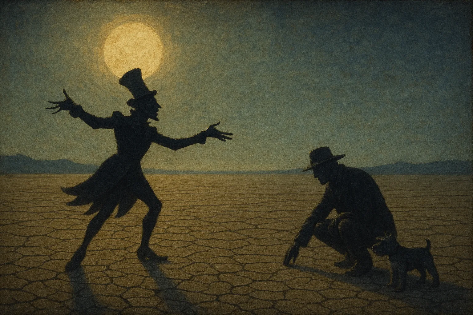 On the Vast Cracked Earth of a Dry Lake