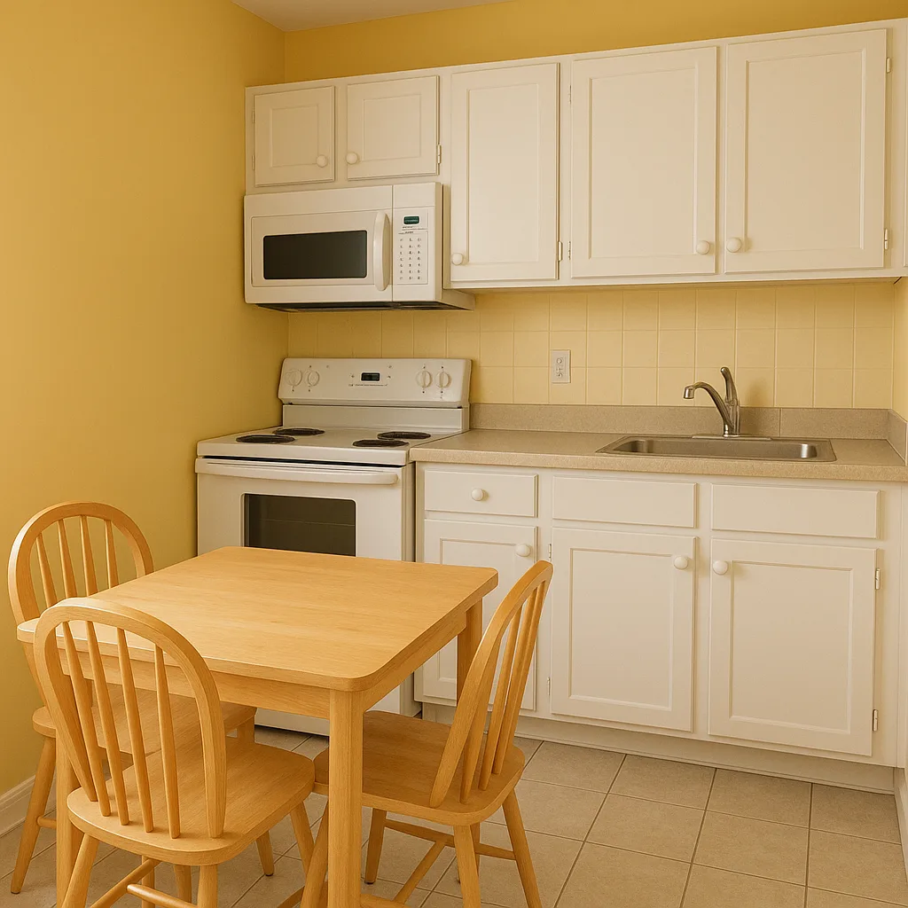 Small Kitchen with Yellow Walls