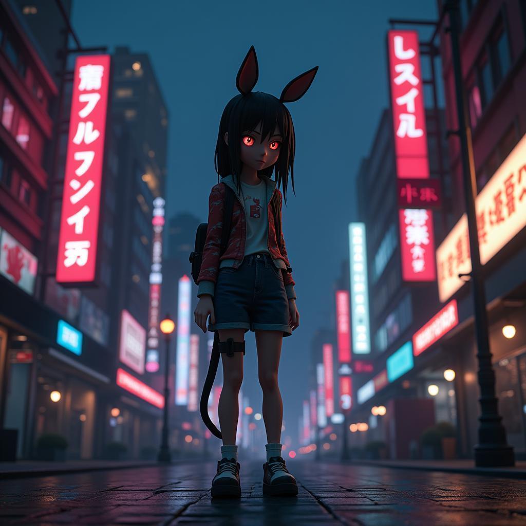 Kurisu Makise in Stop Motion Neon Night