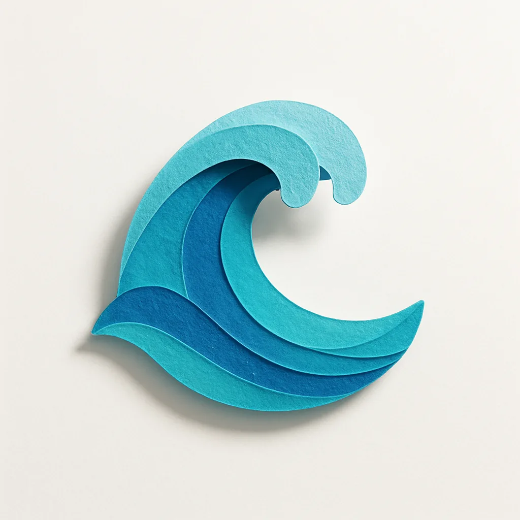 Handcrafted "🌊" Made from Colorful Paper Cutouts