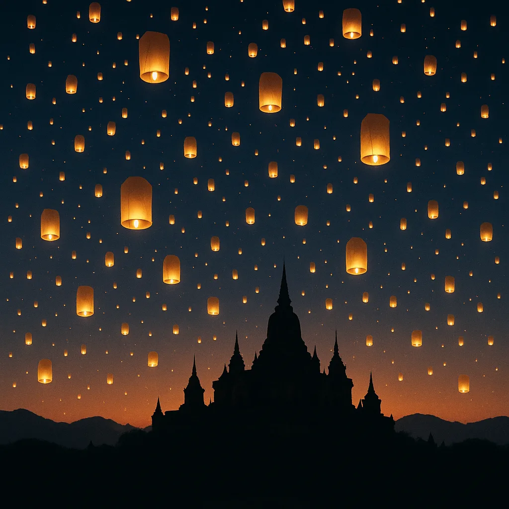 Thousands of Glowing Lanterns Ascend into the Twilight Sky