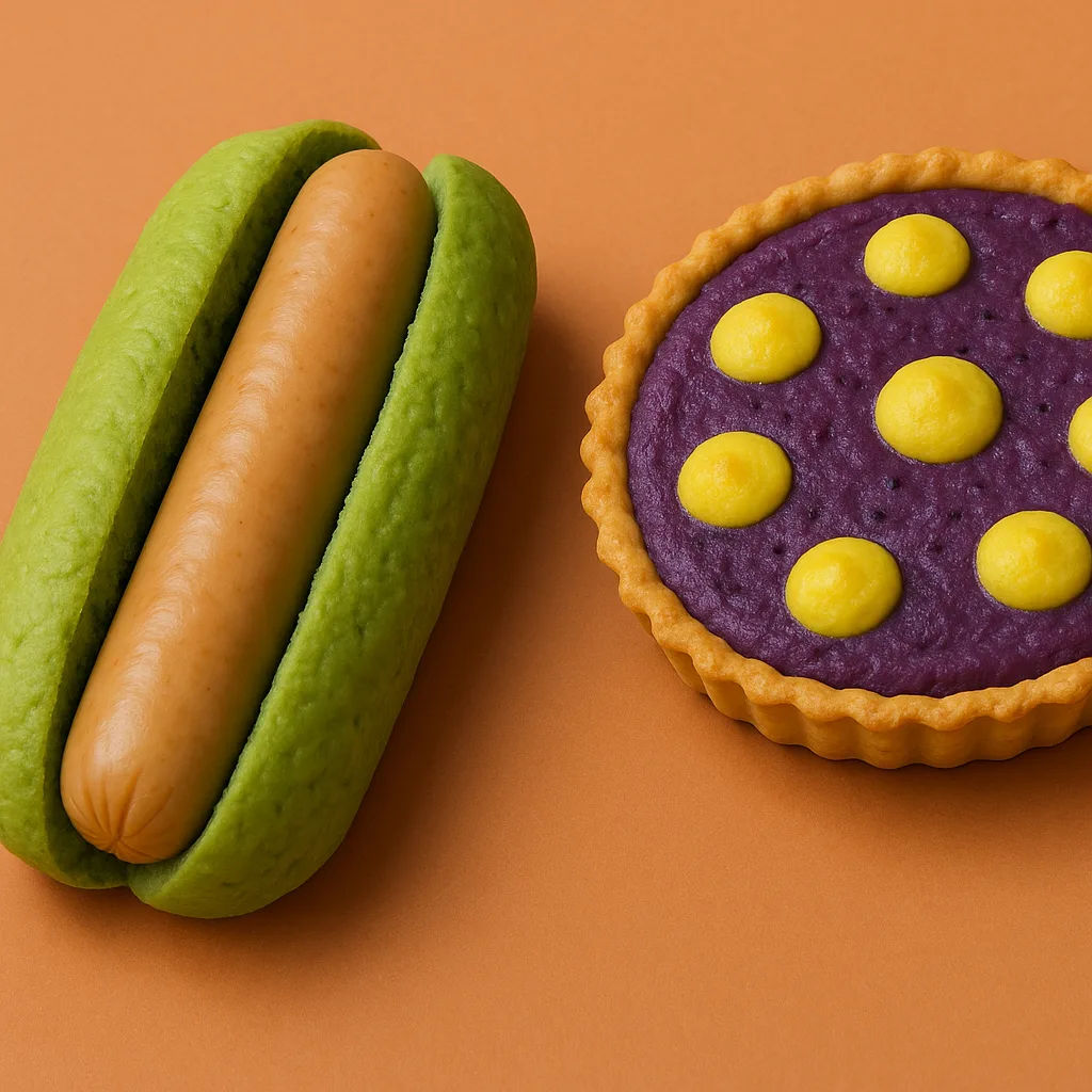 Light Brown Sausage Nestled in a Green-colored Bun