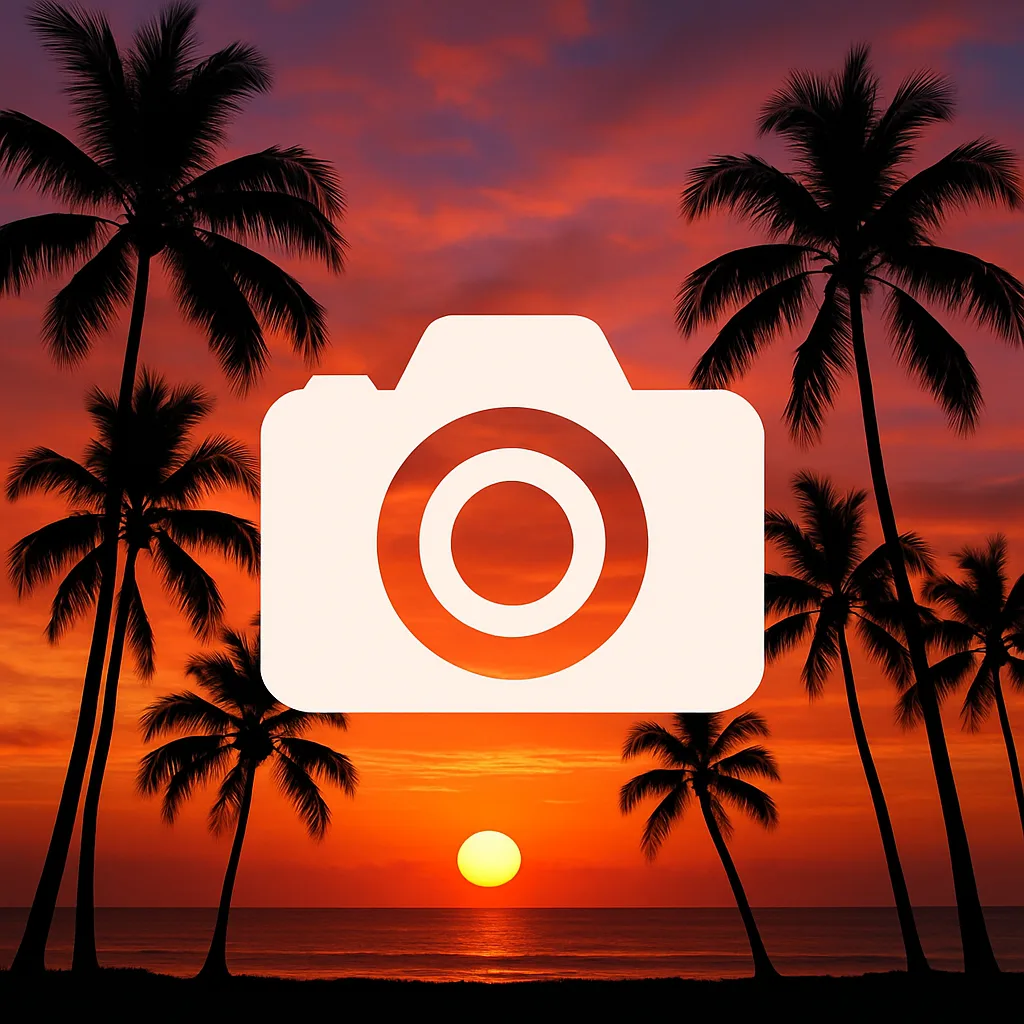 Tropical Sunset with Silhouetted Palm Trees