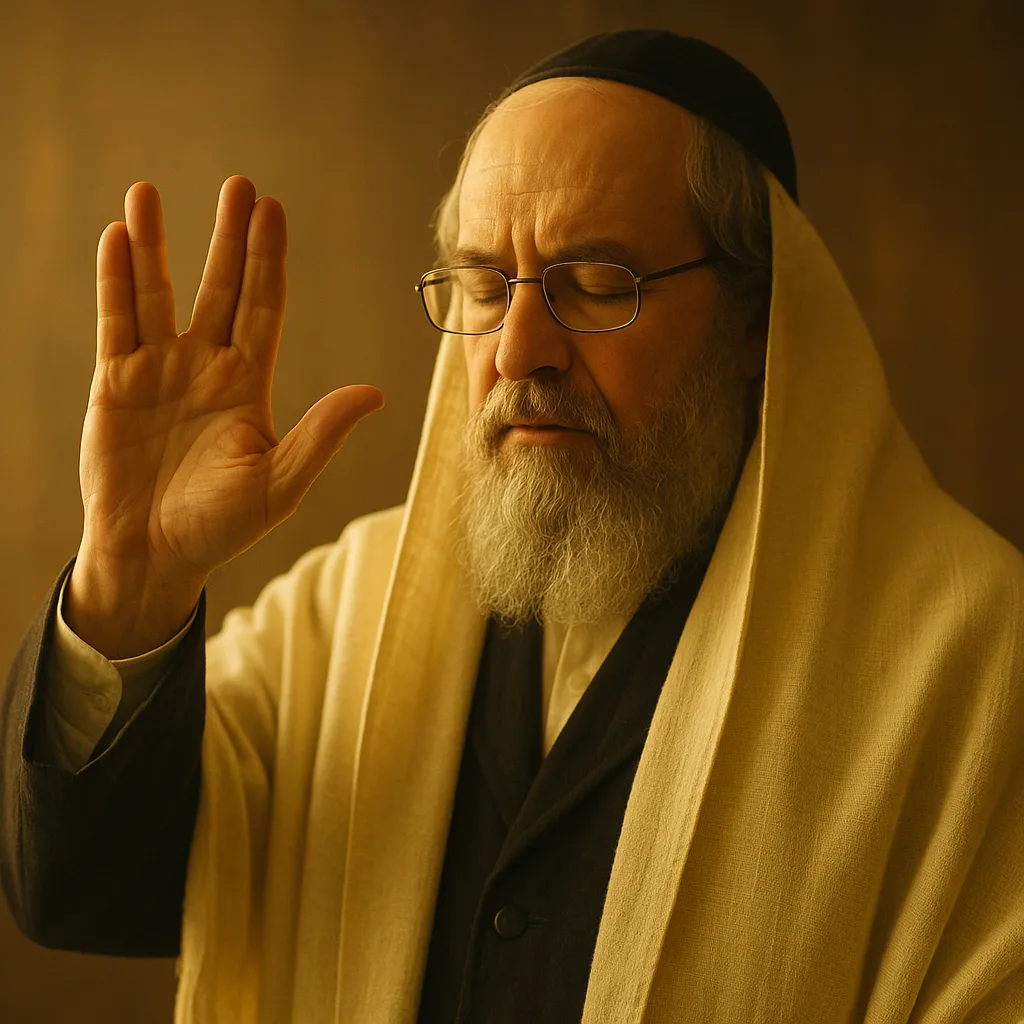 Rabbi Holding the Priestly Blessing Pose