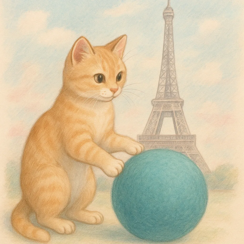 Feline Playfully Swiping at a Sizable Felt Sphere