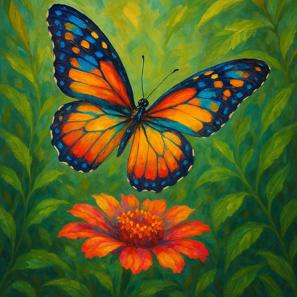 Lively Butterfly Flitted over the Bright Flower