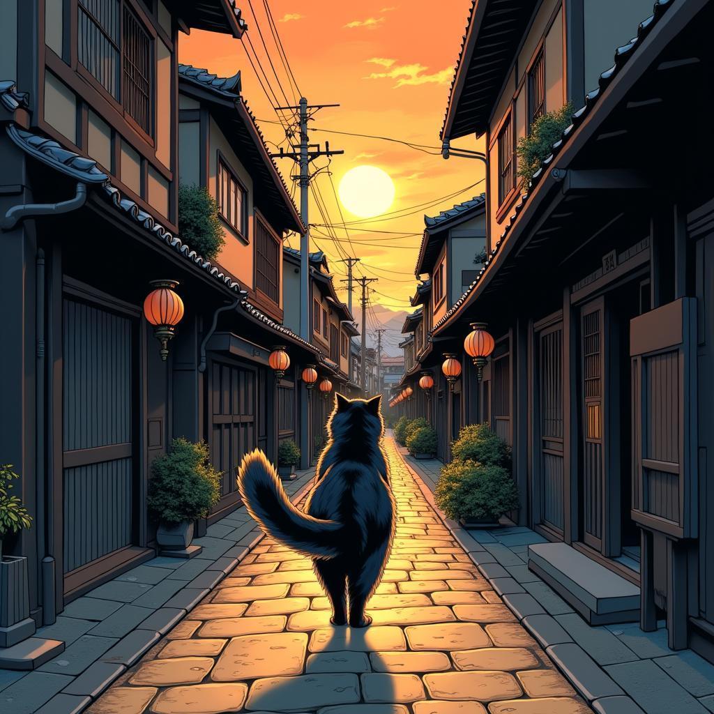 Nekomata Wandering Medieval Japanese Streets