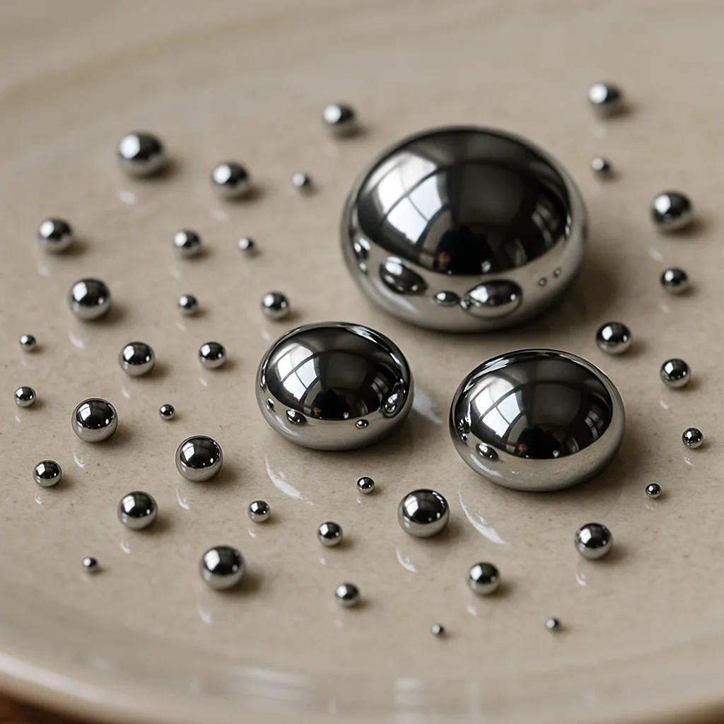 Multiple Distinct Spheres of Metallic Mercury