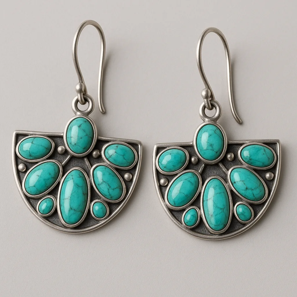 Two Silver Earrings Featuring a Semi-circular Design