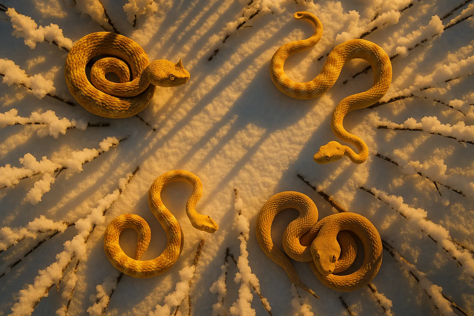 Radiating Lines Converge Across Snow-laden Branches in a Winter Wonderland