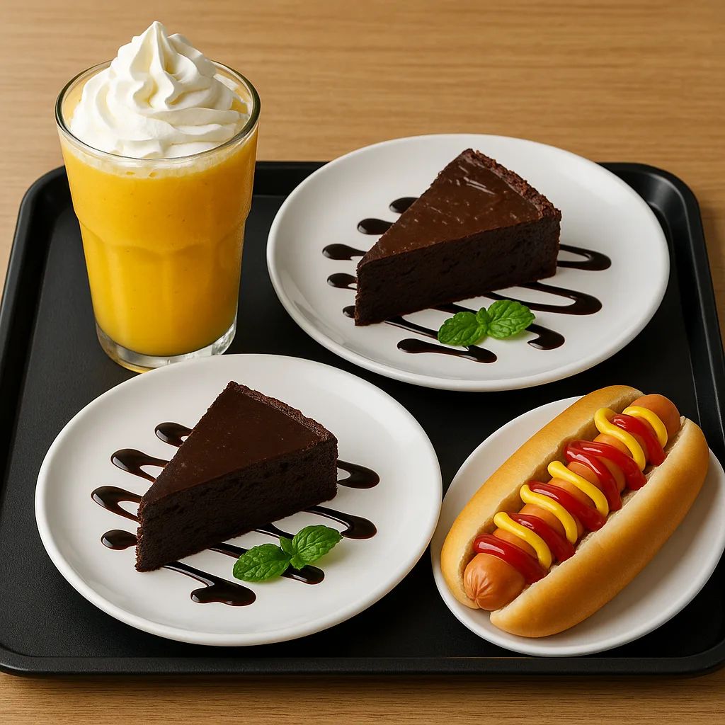 Tray with a Mango Drink Topped with Whipped Cream