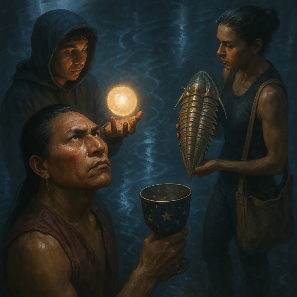 Off-center Grouping Captures a Photorealistic Indigenous Figure with Slicked-back Hair