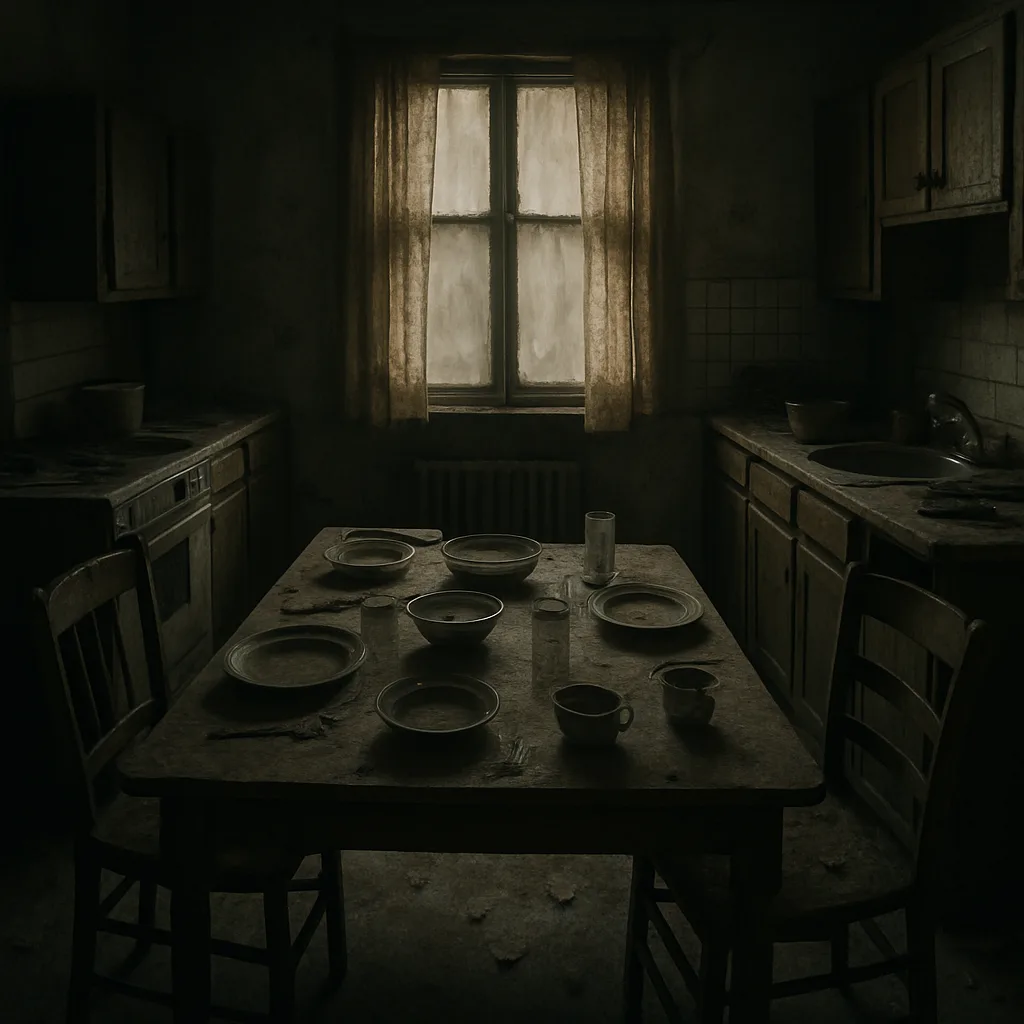 Gloomy Kitchen Shrouded in Darkness