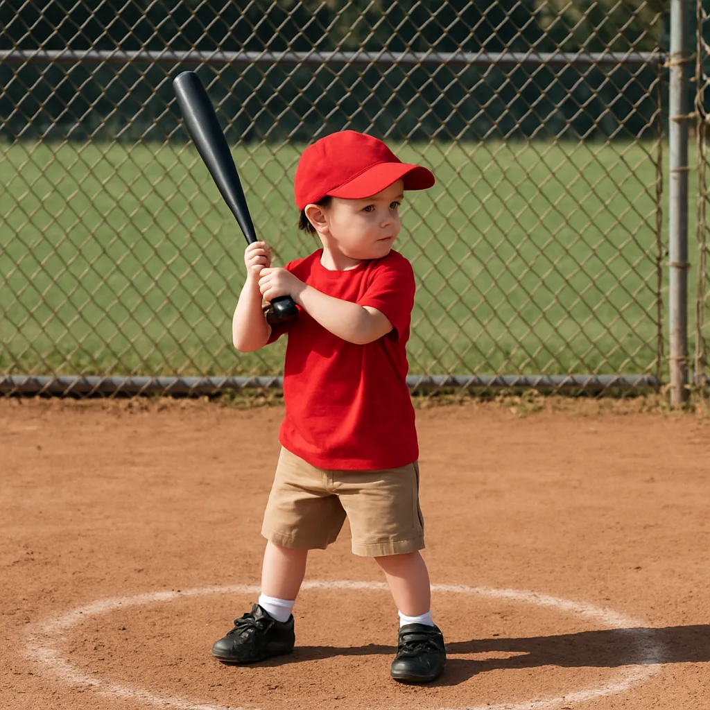 Young Child Wearing a Red Baseball Cap