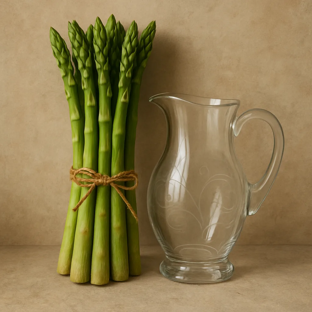 Bundle of Vibrant Green Asparagus Spears Is Carefully Bound Together