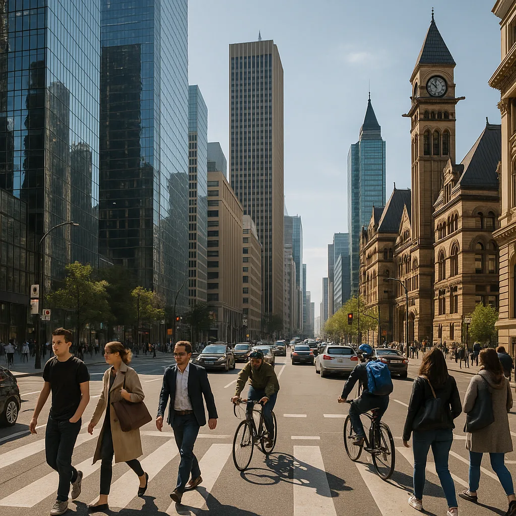 Lively Urban Setting Featuring People