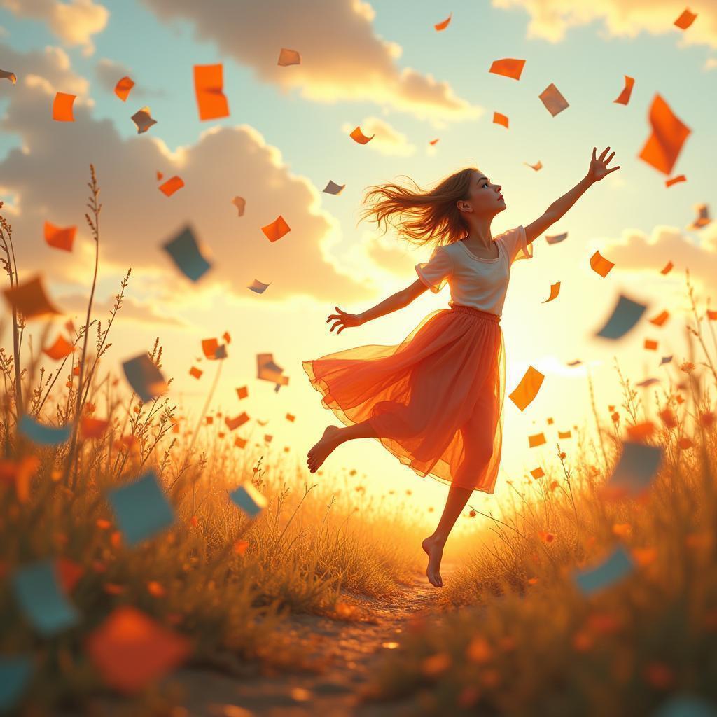 Paper Scraps Dancing in a Whimsical Breeze