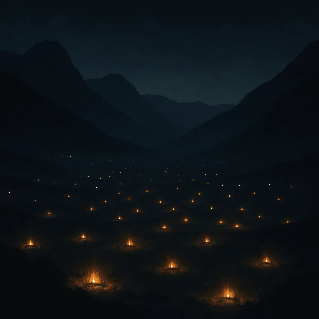 Myriad Distant Campfires Flicker Like Scattered Stars Across a Vast