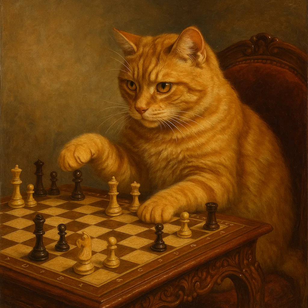 Detailed Oil Painting Showcasing a Golden Tabby Cat