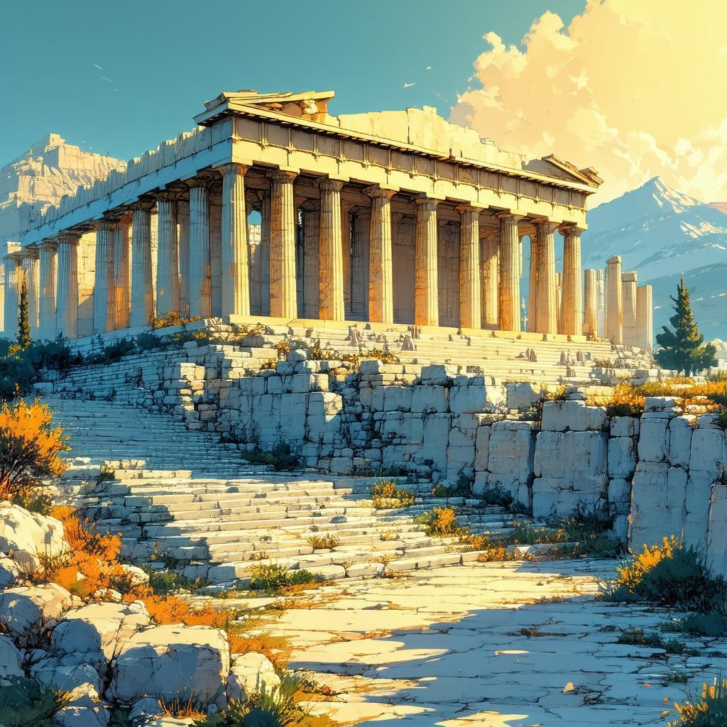 Golden Hour Parthenon With Ghibli Flair