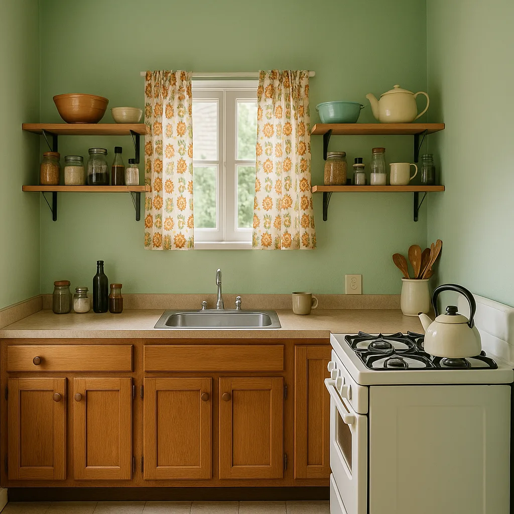 Small Kitchen with Light Green Walls