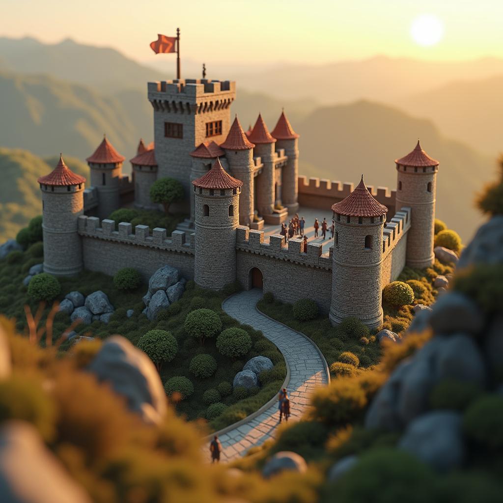 Fortified Castle Bustling in Volumetric 3D