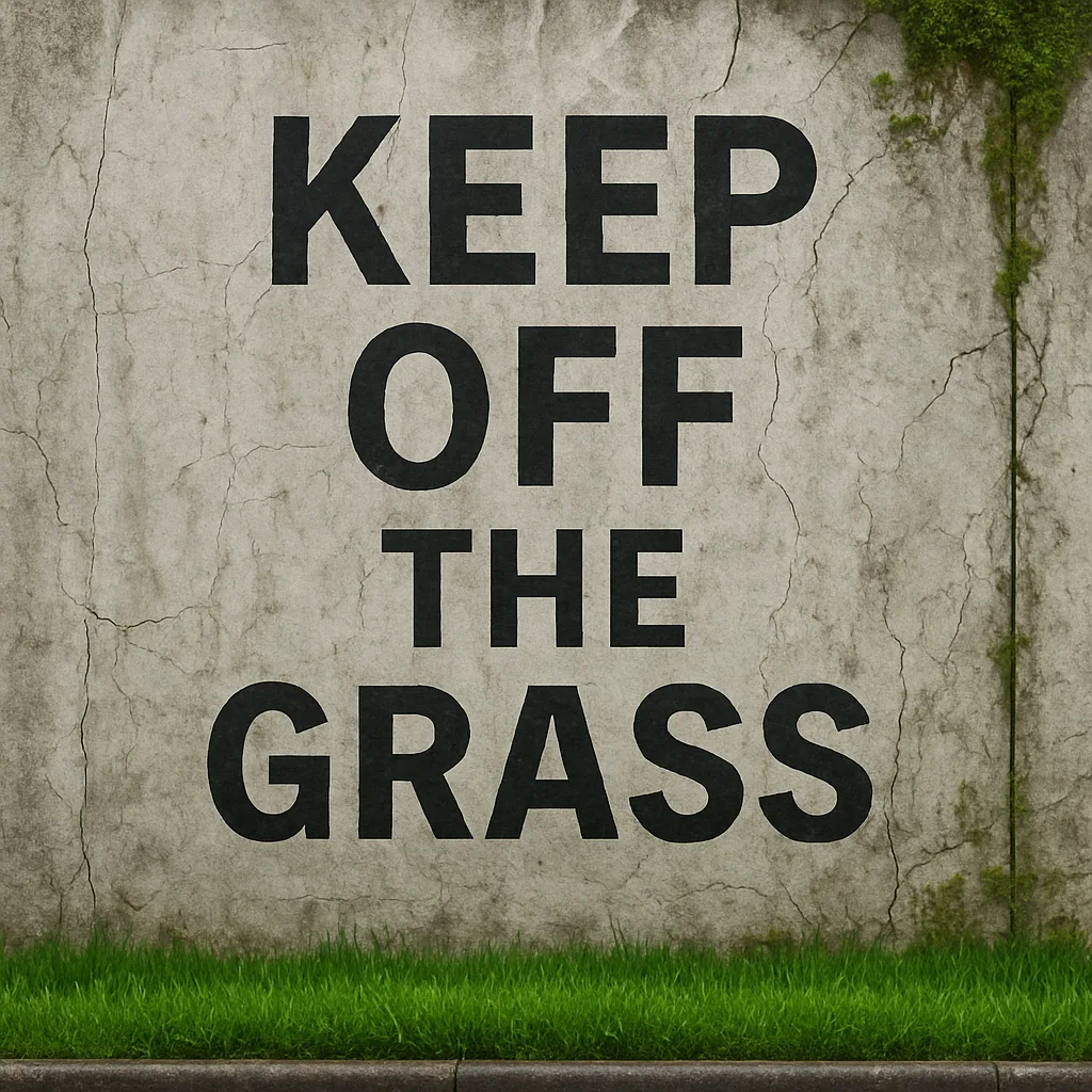 Prominent Sign with Bold Black Lettering Reads 'KEEP