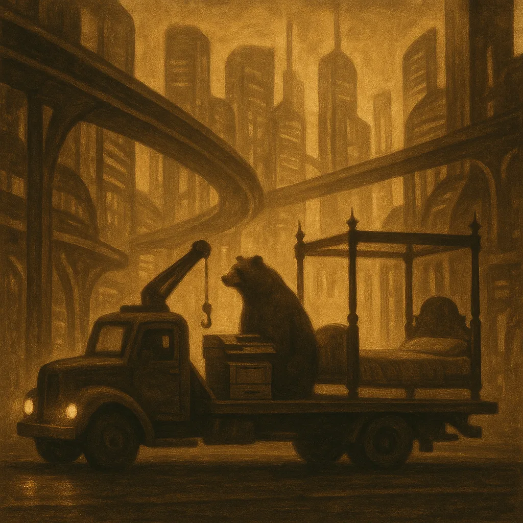 Tow Truck Transports a Brown Bear
