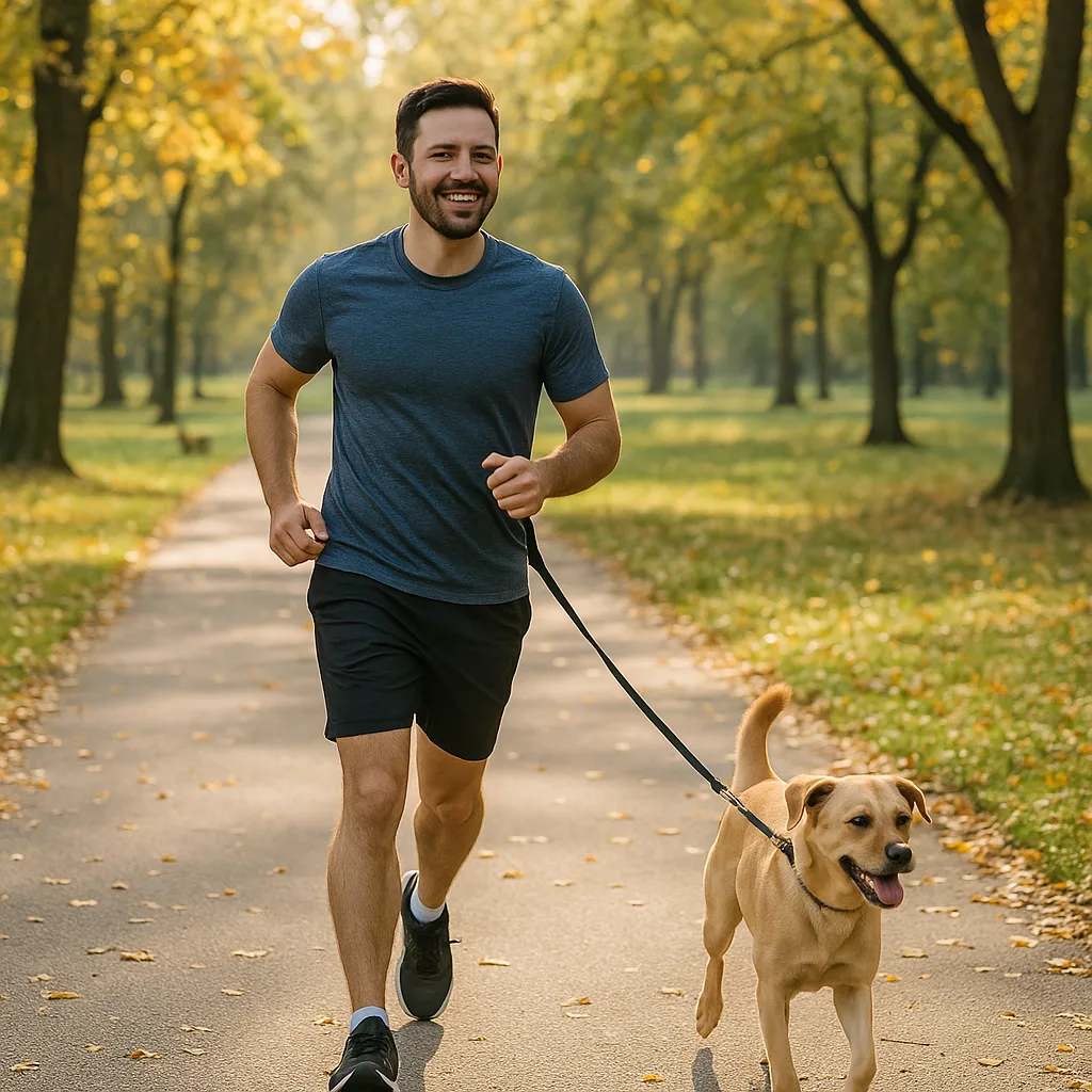 Man Is Running Through a Park Trail