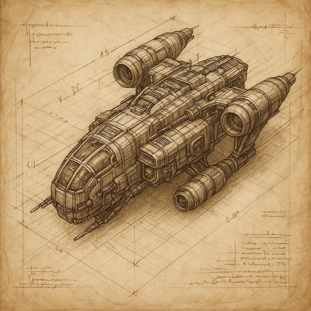 Draft a Precise Illustration of a Futuristic Spacecraft