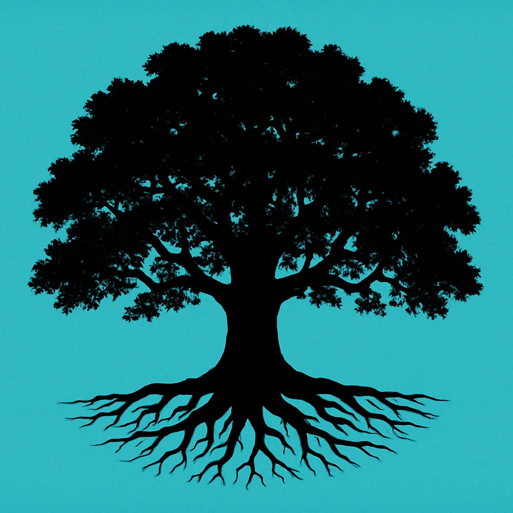 Black Silhouette of a Grand Oak Tree