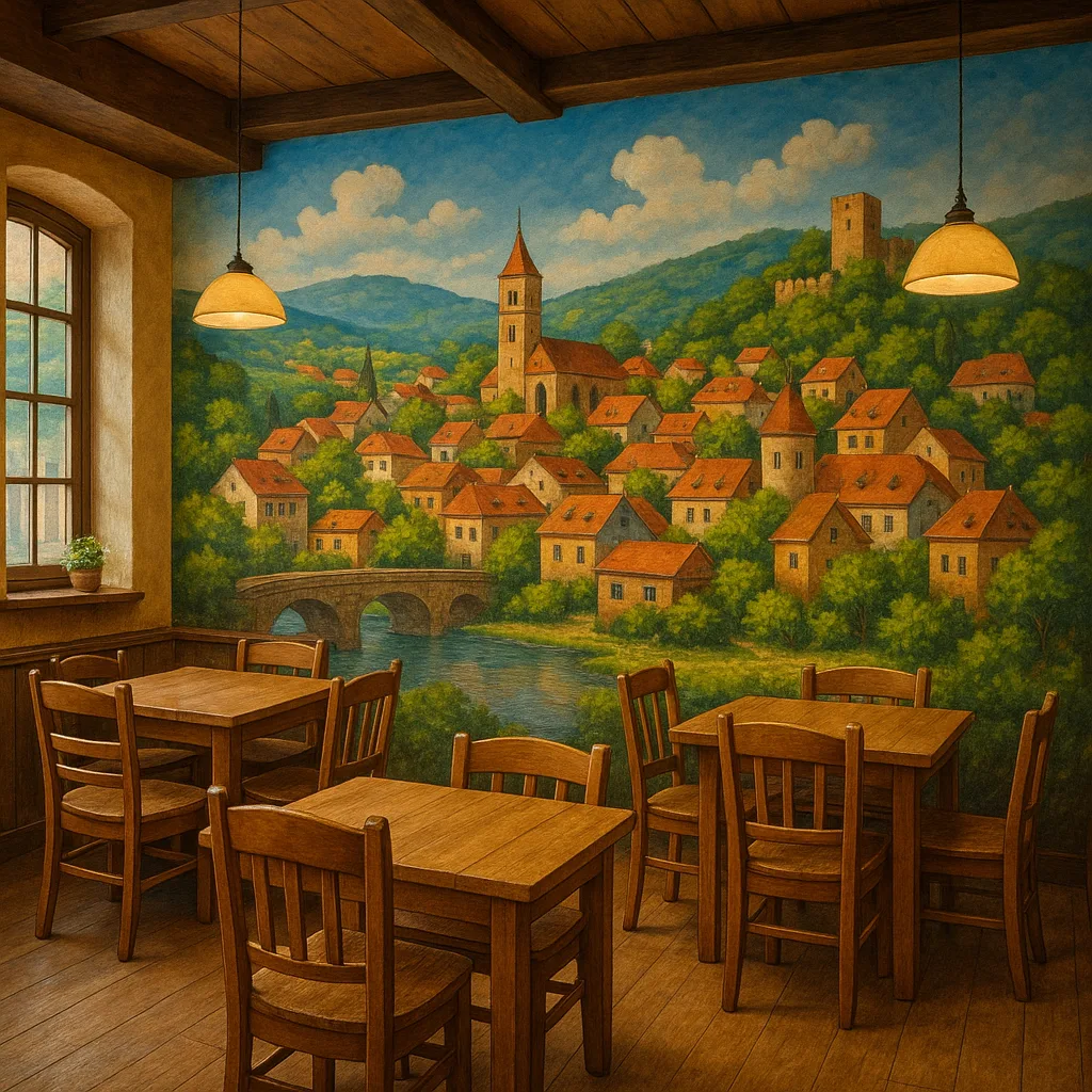 Cozy Dining Area with Wooden Chairs and Tables