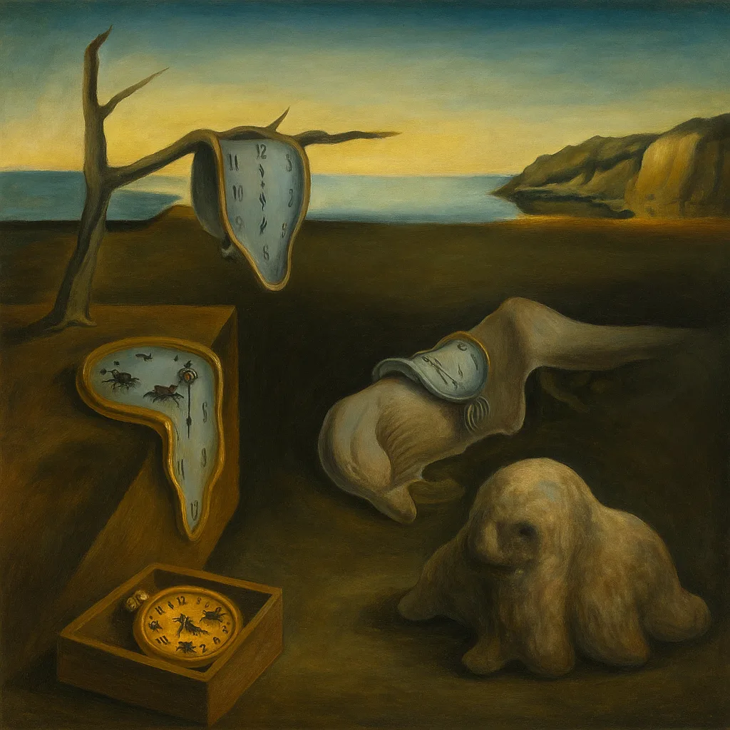 Oil Surrealist Painting Depicting a Dreamlike Shoreline