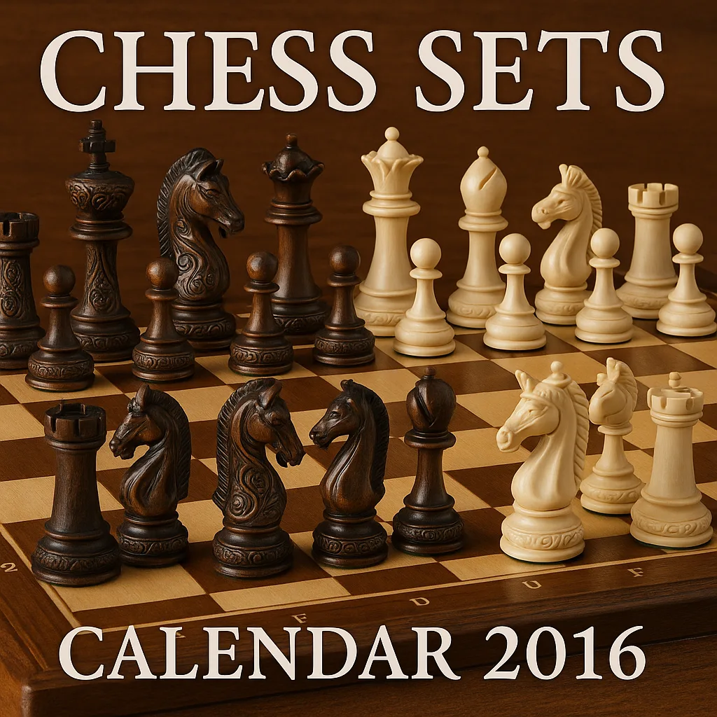 Intricately Designed Chess Pieces Arranged on a Wooden Chessboard