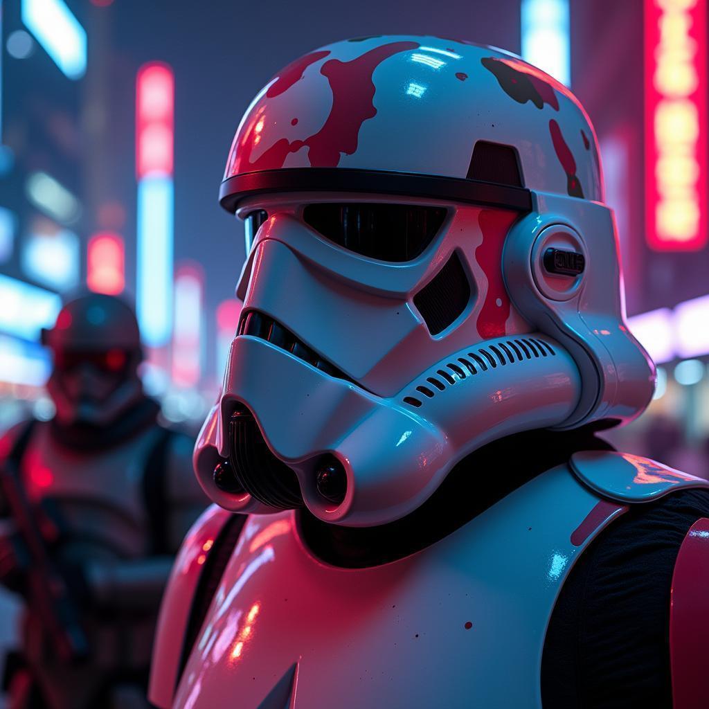 Camo Stormtrooper Helmet in Neon City Glow